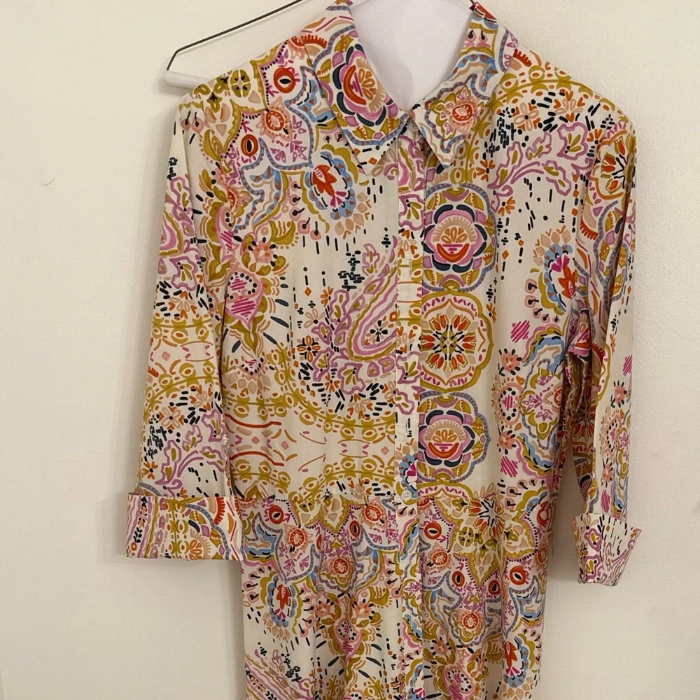 Zara Floral Print Button Down  Midi Dress - Multicolor, Small - Picture 3 of 3